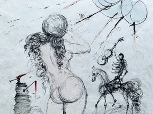 Salvador Dalí - Grabado "Nu, Cheval, et la Mort" (Poème Secrets d'Apollinaire)