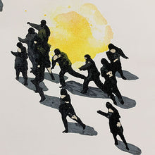 Load image into Gallery viewer, Juan Genovés - Serigrafía sobre lienzo &quot;Persecución&quot;